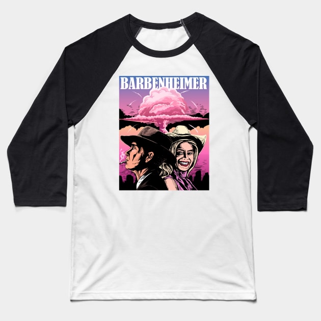 Barbenheimer // Barbie Oppenheimer Baseball T-Shirt by The Dare